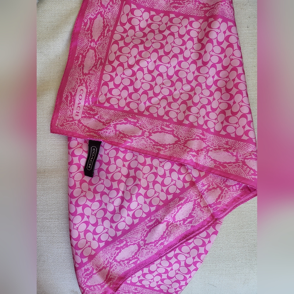 Coach Pink Signature Silk Scarf